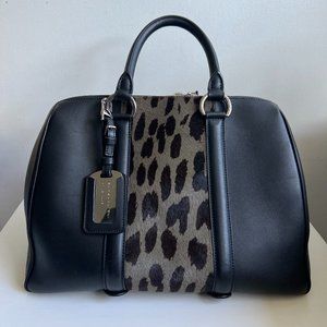 Pre-Owned Barbara Bui Dude Handbag in Black/Leopard